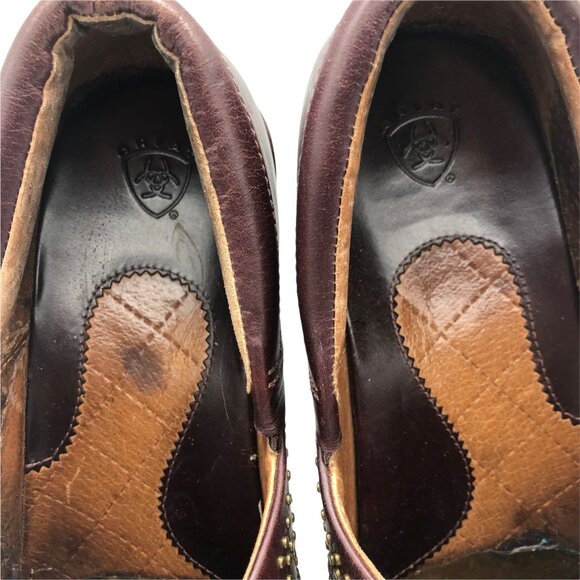 Ariat Women's Leather Clogs US Sz 9.5B Studs Floral Detail Cordovan Red - Picture 5 of 7